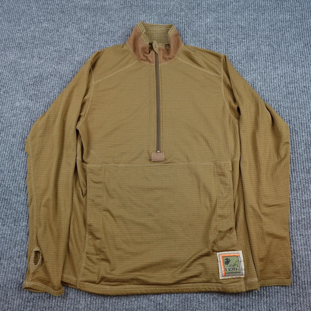 Peckham USMC FROG Pullover Mens Small Brown 1/4 Zip Polartec Grid Fleece Top